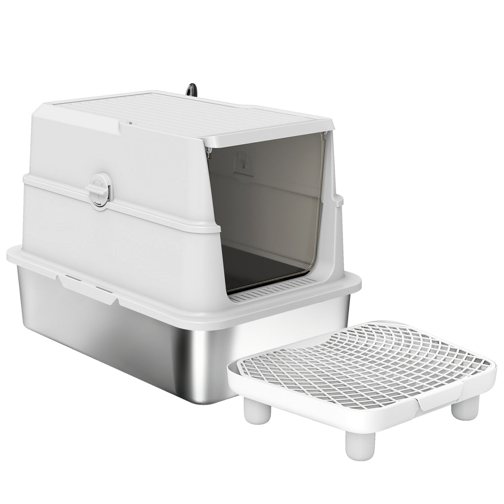 Cat Stainless Steel Litter Box For Big Cats With Flip Cover