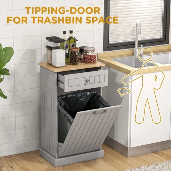 Kitchen Tilt Out Trash Bin Cabinet Free Standing Recycling Cabinet Trash Can - Image 2