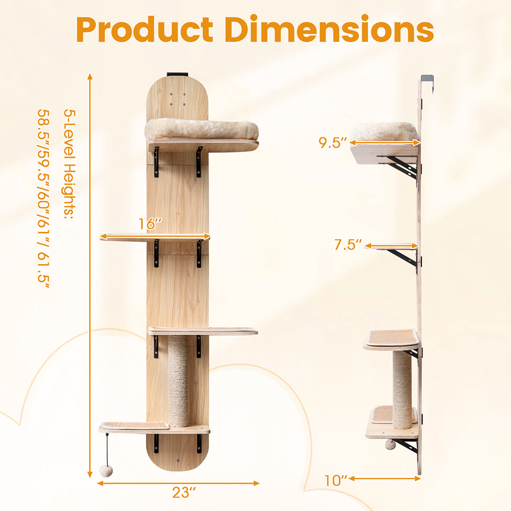Door Hanging Cat Climber 4 level Height Adjustable With Plush Bed Teasing Ball - Image 3