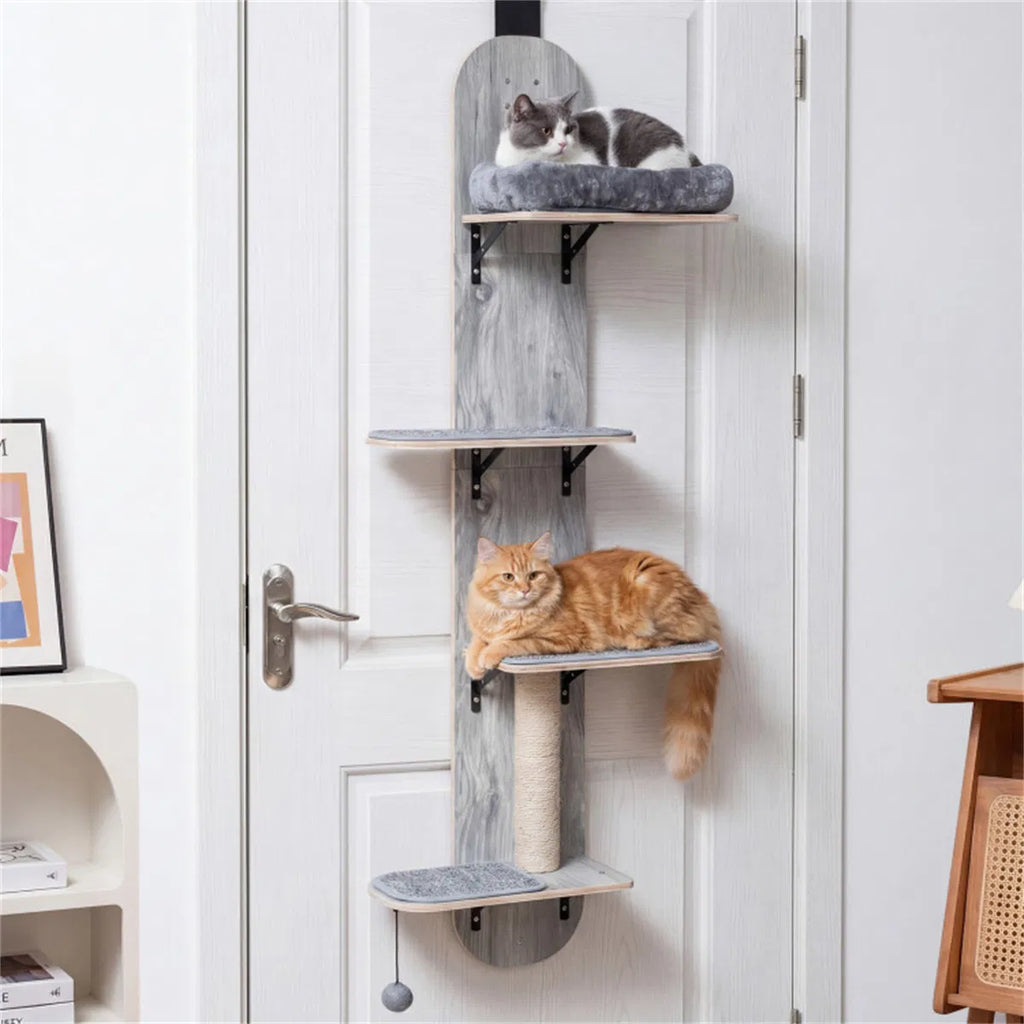 Door Hanging Cat Tree 5 Level Height Adjustable 4 Tier Climber No Drill for - Image 3