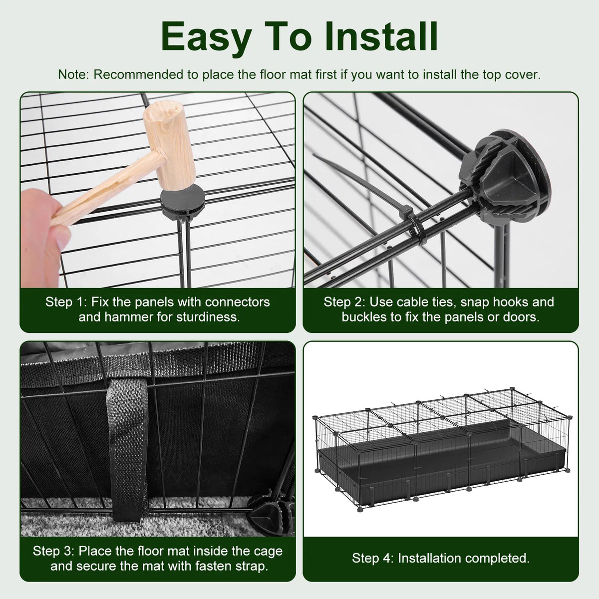 47x24x12" Guinea Pig Cage Small Animal Playpen DIY Metal Pet Enclosure with 20 - Image 2