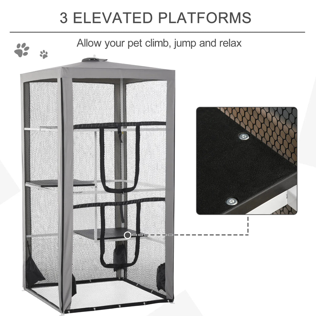 79" Cat Cage Large Outdoor Kitten House Indoor Cage Pet Kennel Playpen with 3 - Image 4