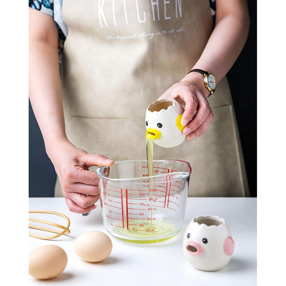 LuoCoCo Novelty Ceramic Chicken Egg Yolk Separator Cute Vomiting Egg White - Image 3