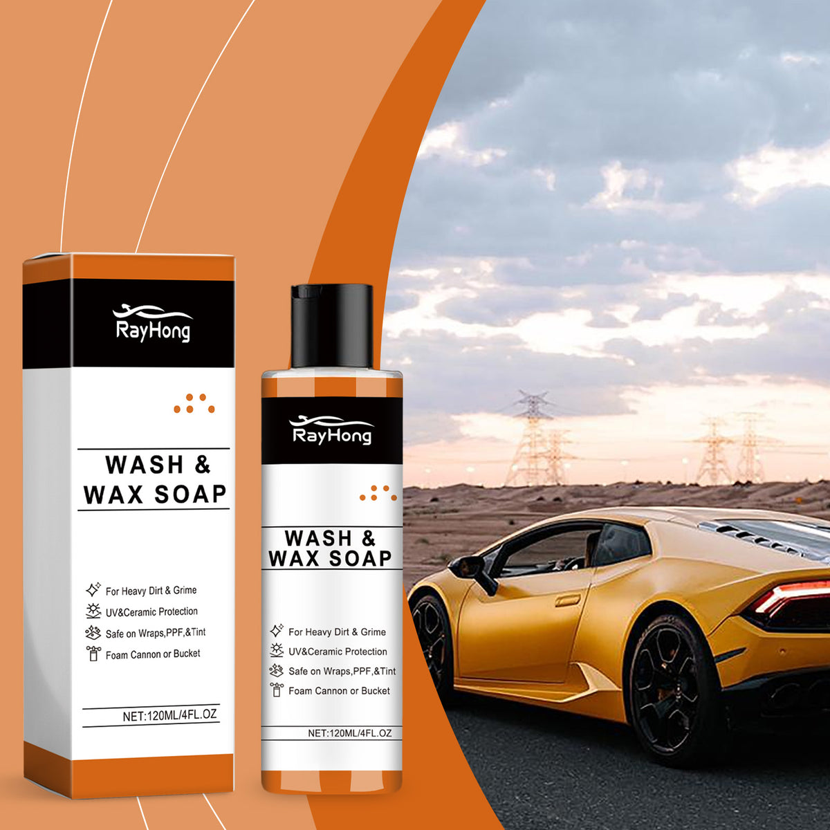 Orange Car Wash Soap Home Concentrated Decontamination Shine - Image 3