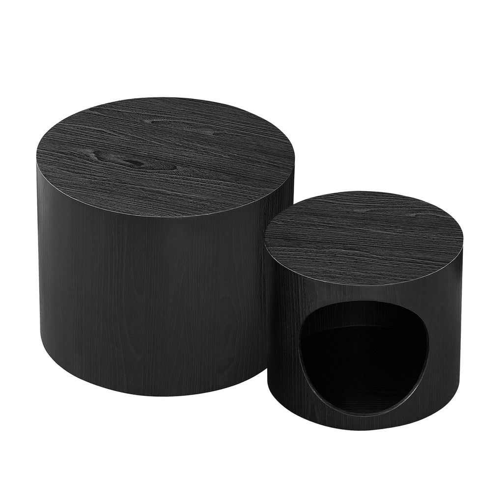 Cat Nest Nesting Stool Set Round Nesting Coffee Table Set of 2 for Living - Image 5