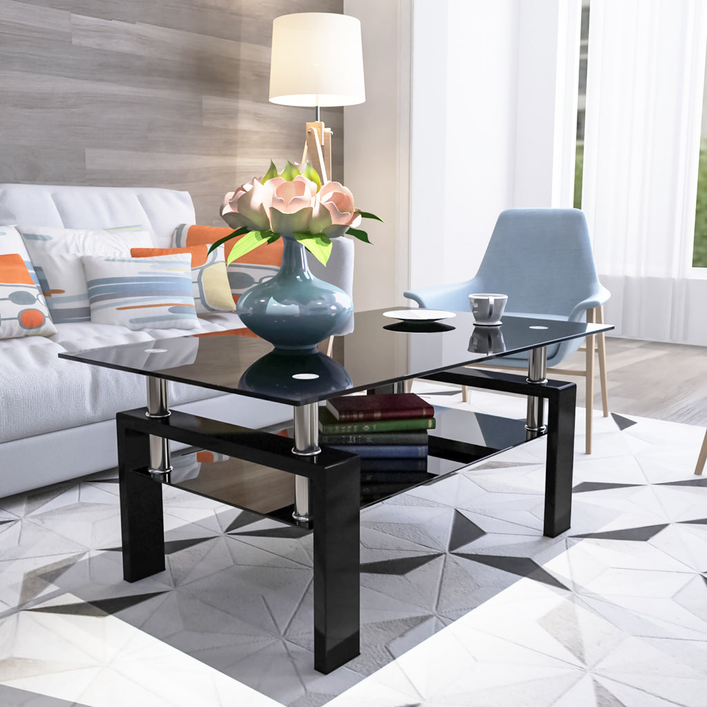 Modern Black Glass Coffee Table