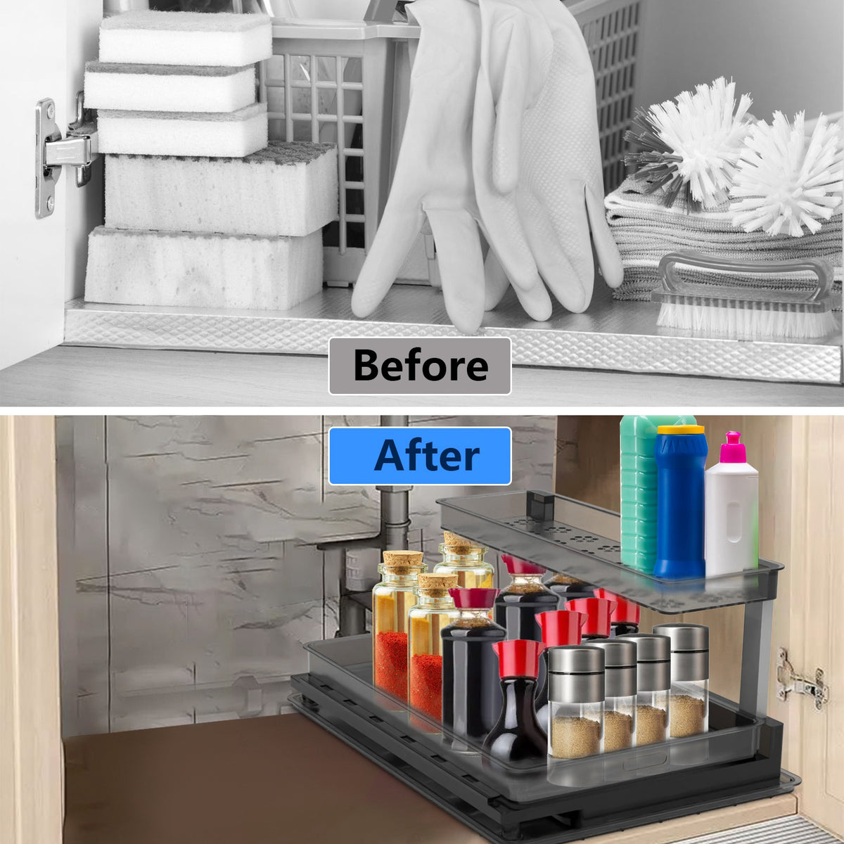 2-tier pull-out under-sink organizer