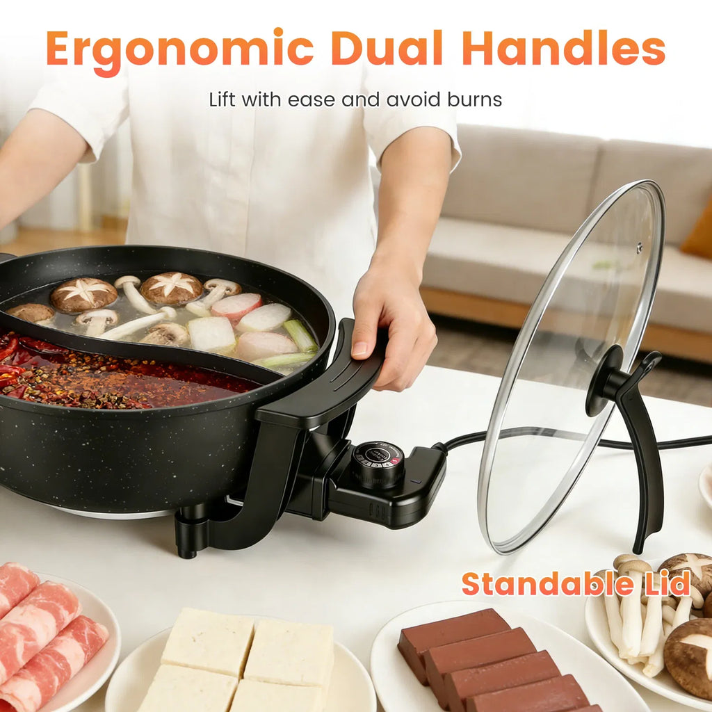 6L Electric Hot Pot with Divider 1100W Dual Flavor Pot Shabu Shabu Pot - Image 5