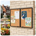 Outdoor Lockable Cork Bulletin Board Aluminum Framed Enclosed Notice Display