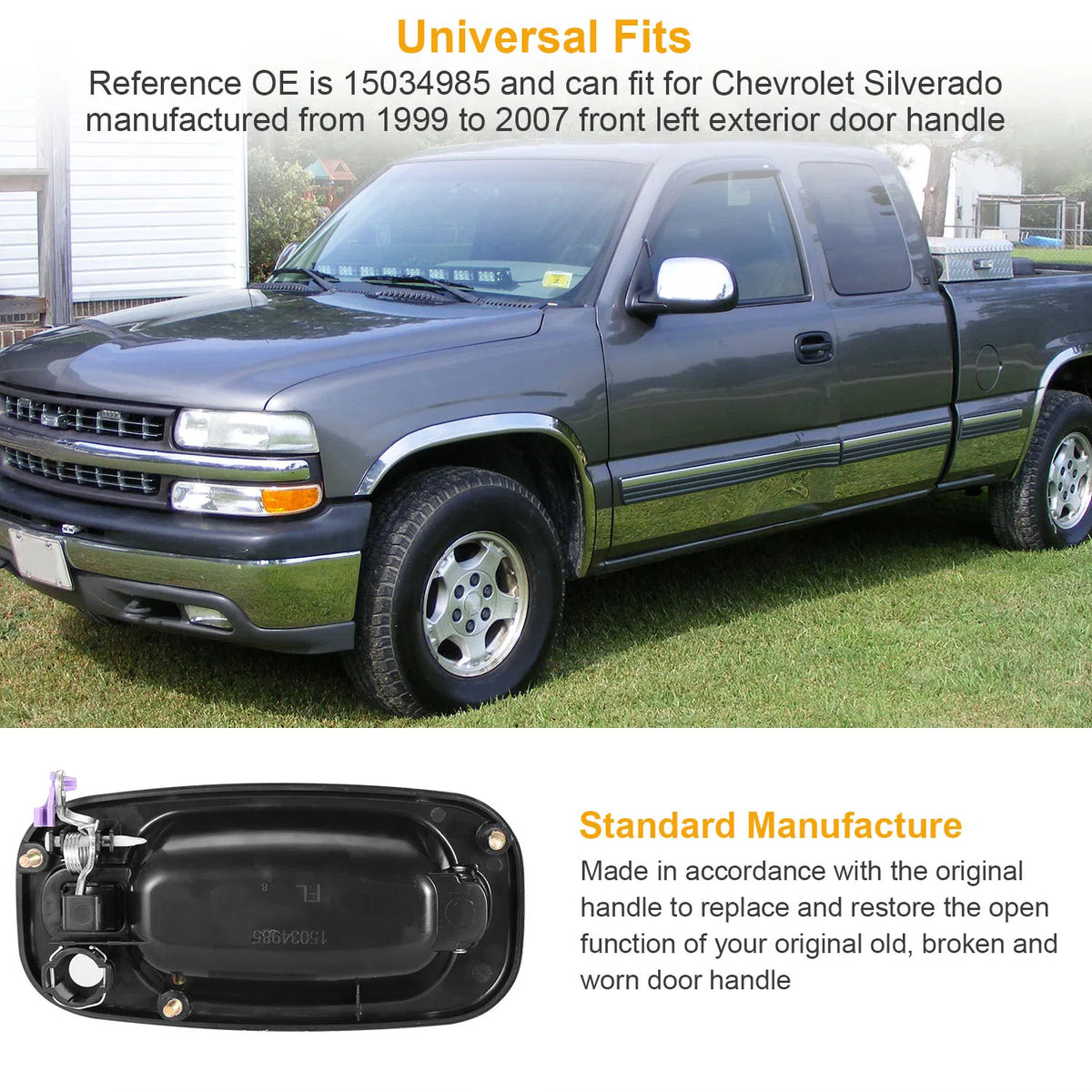 For 1999 2007 Chevrolet Silverado Front Left Driver Side Handle Outside - Image 4