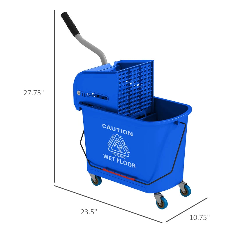 Compact Mop Bucket With Wringer On Wheels For Floor Cleaning 21 Quart
