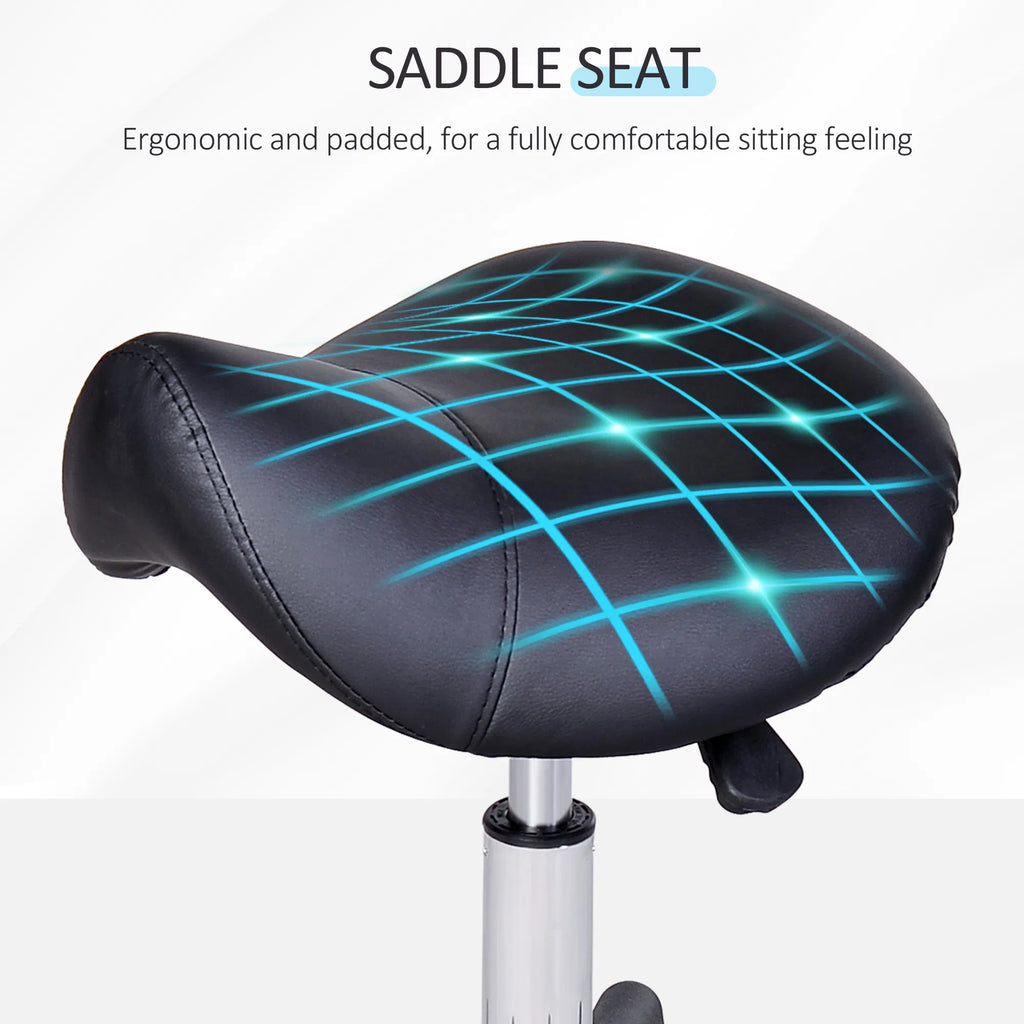 Hydraulic Swivel Salon Stool Adjustable Massage Facial Spa Beauty Saddle Chair Black - Image 2