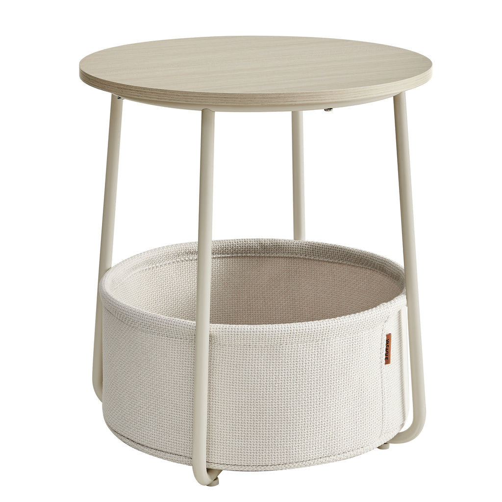 VASAGLE Small Round Side End Table Small Nightstand With Fabric Basket - Image 5