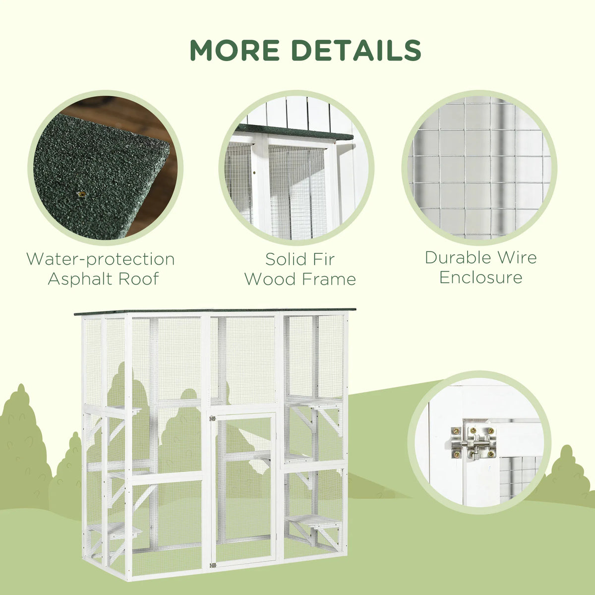 Large Outdoor Catio Enclosure Wooden Cat Patio with 6 Balanced Platforms and - Image 5