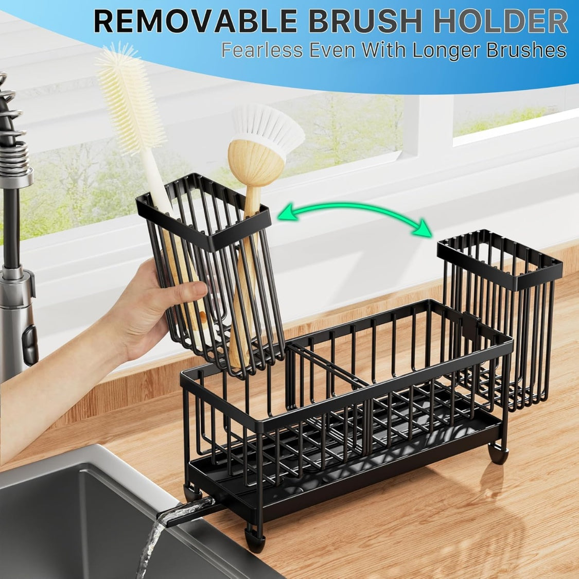 Cisily Sponge Holder For Kitchen Sink Caddy Organizer With High Brush - Additional Product View 5
