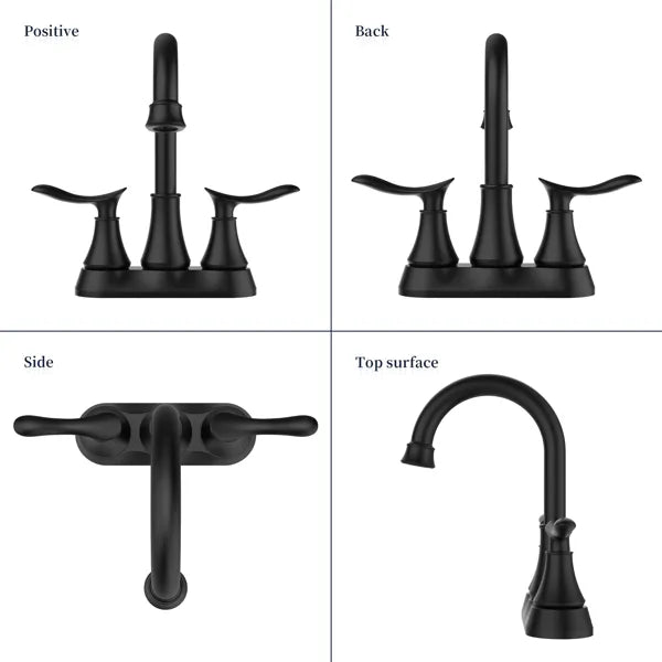 Bathroom Faucet Matt Black with Pop up Drain & Supply Hoses 2 Handle 360 Degree - Image 4