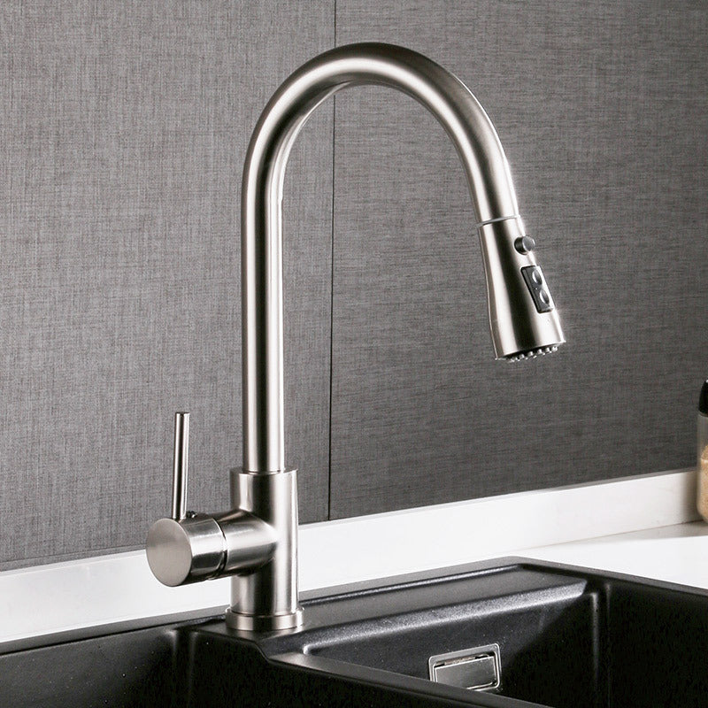 Pull out Hot And Cold Household Kitchen And Dishwashing Brushed Copper Sink Faucet - Image 3