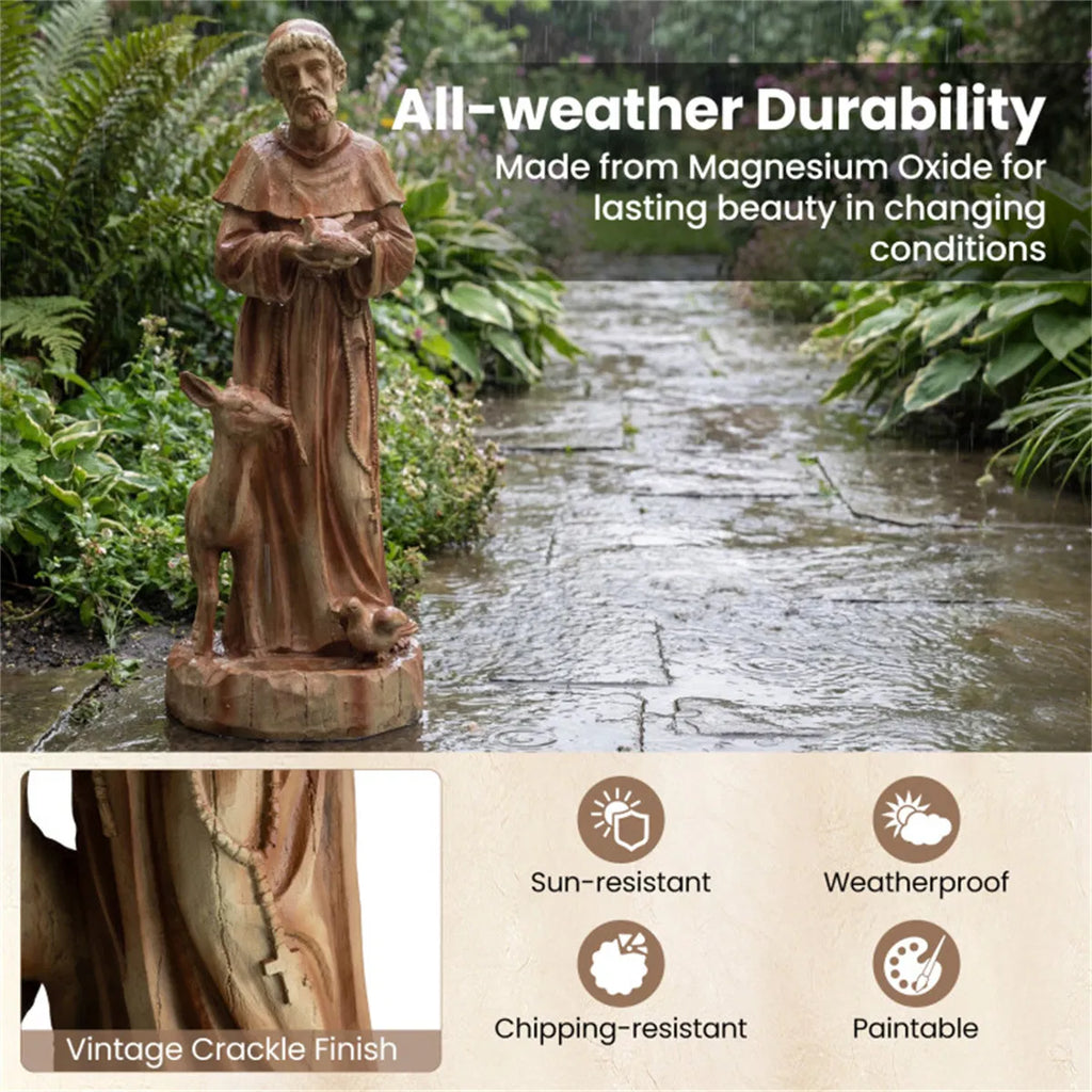 24.5" Saint Francis Statue with Built in Bird Feeder Religious Garden Sculpture - Image 2
