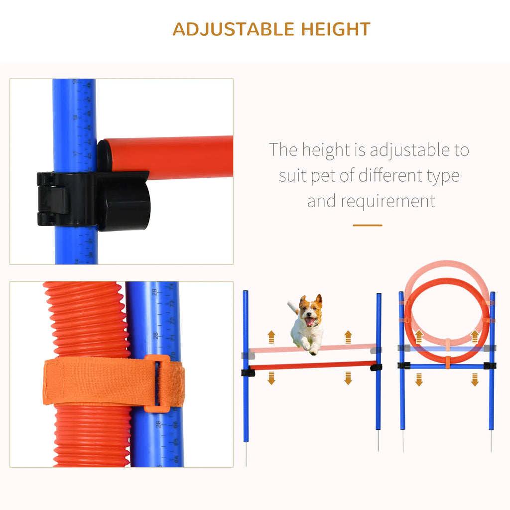 Dog Pet Agility Training Kit High Jump Weave Pole Ring Obedience Training Set - Image 4