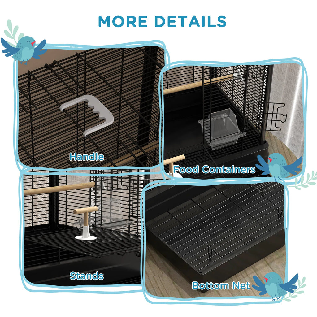 22" Bird Cage for Budgie Finches Canaries Love Birds with Wooden Stands - Image 4