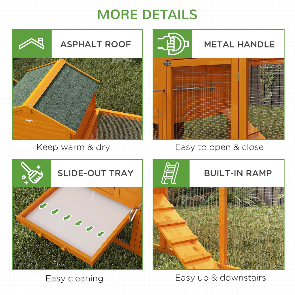 117" Extra Large Chicken Coop with Asphalt Roof Wooden Hen House with