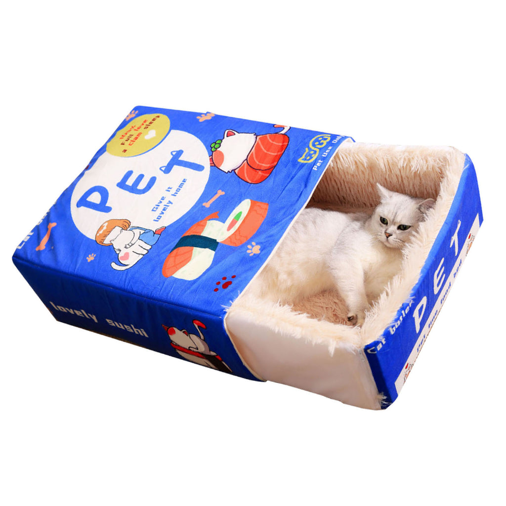 Snack Box Cat Bed Cartoon Rectangular Fully Enclosed Four Season Universal