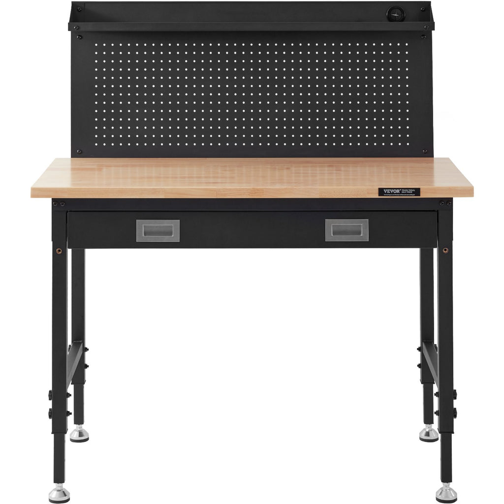48x24 adjustable height garage workbench with solid oak top