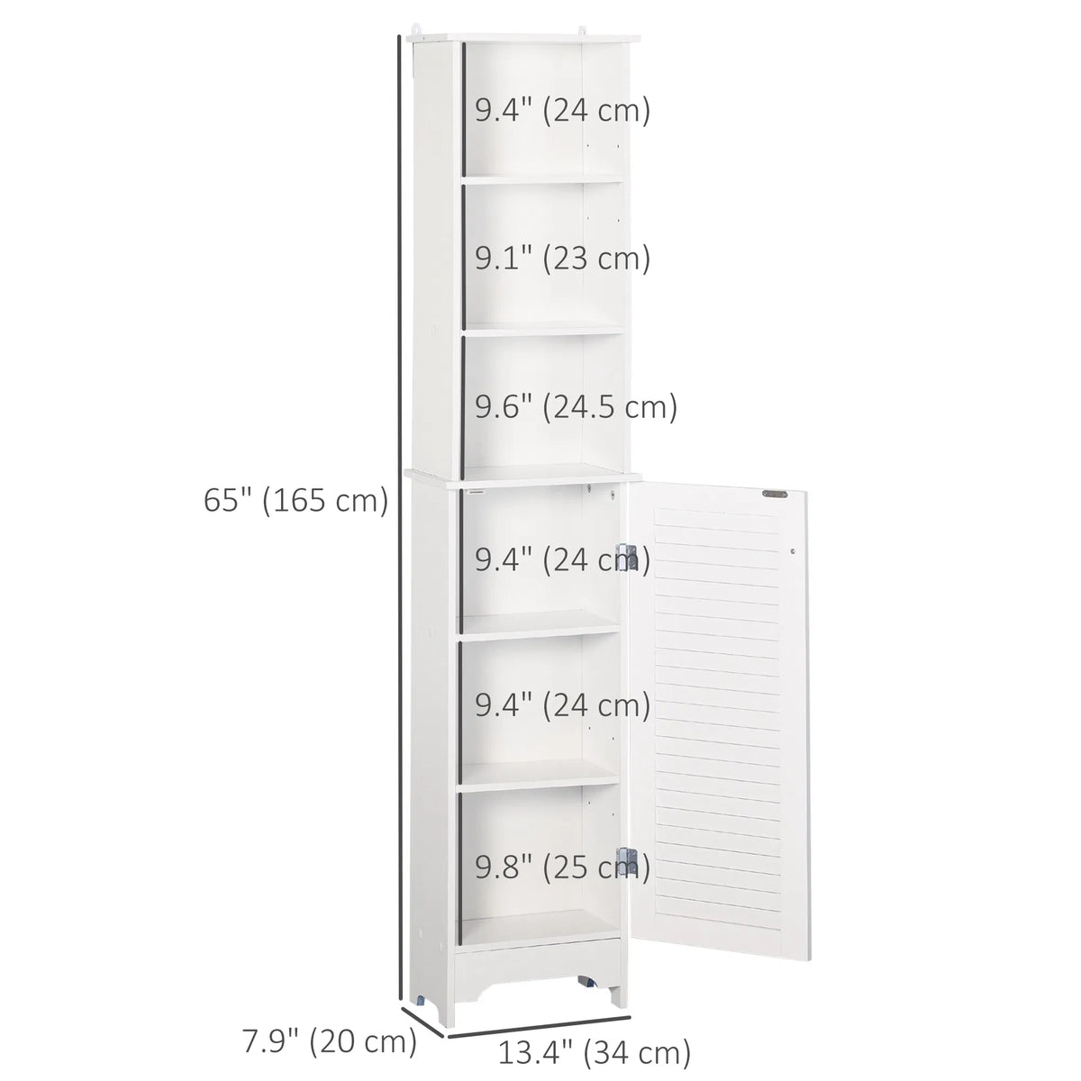 Tall Bathroom Storage Cabinet Freestanding Linen Tower with 3 Tier Open