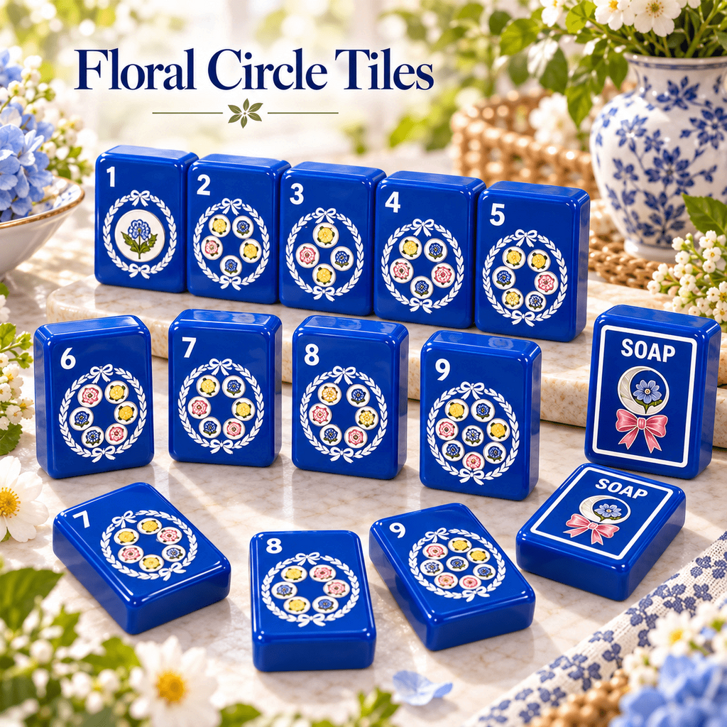 Cobalt Garden Acrylic Mahjong Set 160 Tiles American Mahjong Game Set Floral - Image 5
