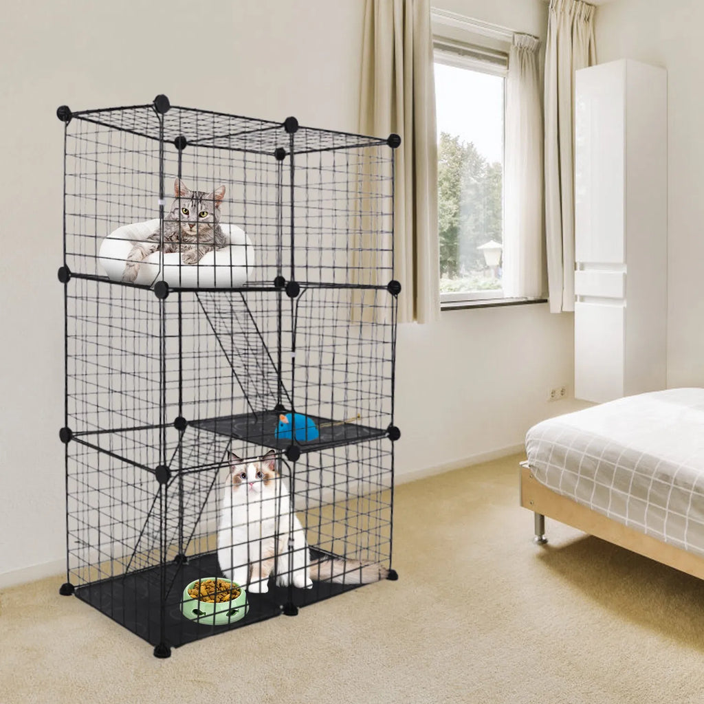 Cat Cage DIY Indoor Pet Home Small Animal House Detachable Playpen with 3 Doors - Image 4