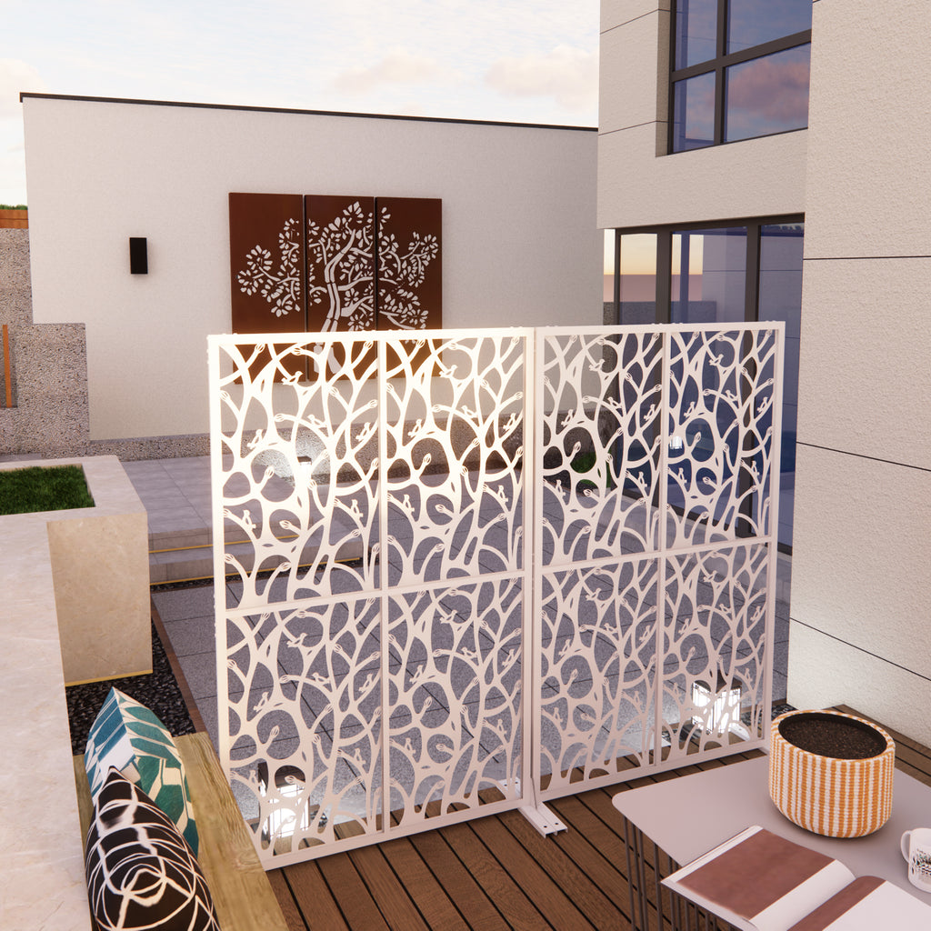 White Metal Outdoor Privacy Screen