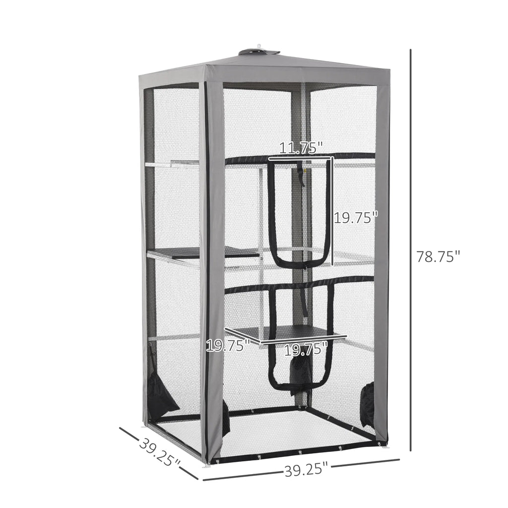 79" Cat Cage Large Outdoor Kitten House Indoor Cage Pet Kennel Playpen with 3 - Image 3