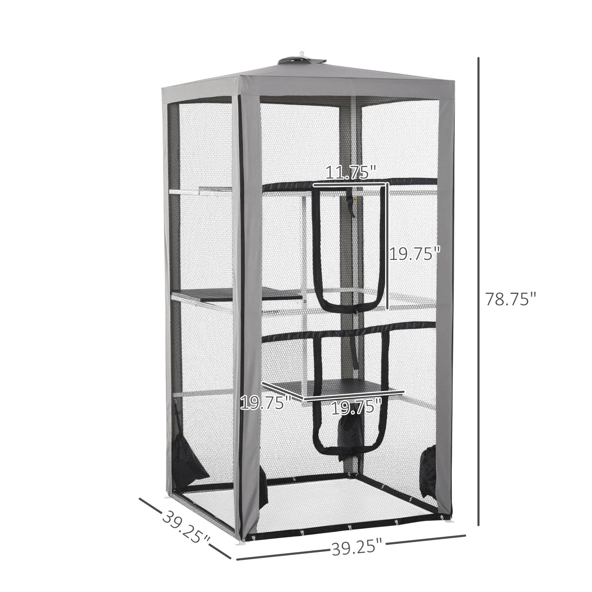 79" Cat Cage Large Outdoor Kitten House Indoor Cage Pet Kennel Playpen with 3 - Image 3