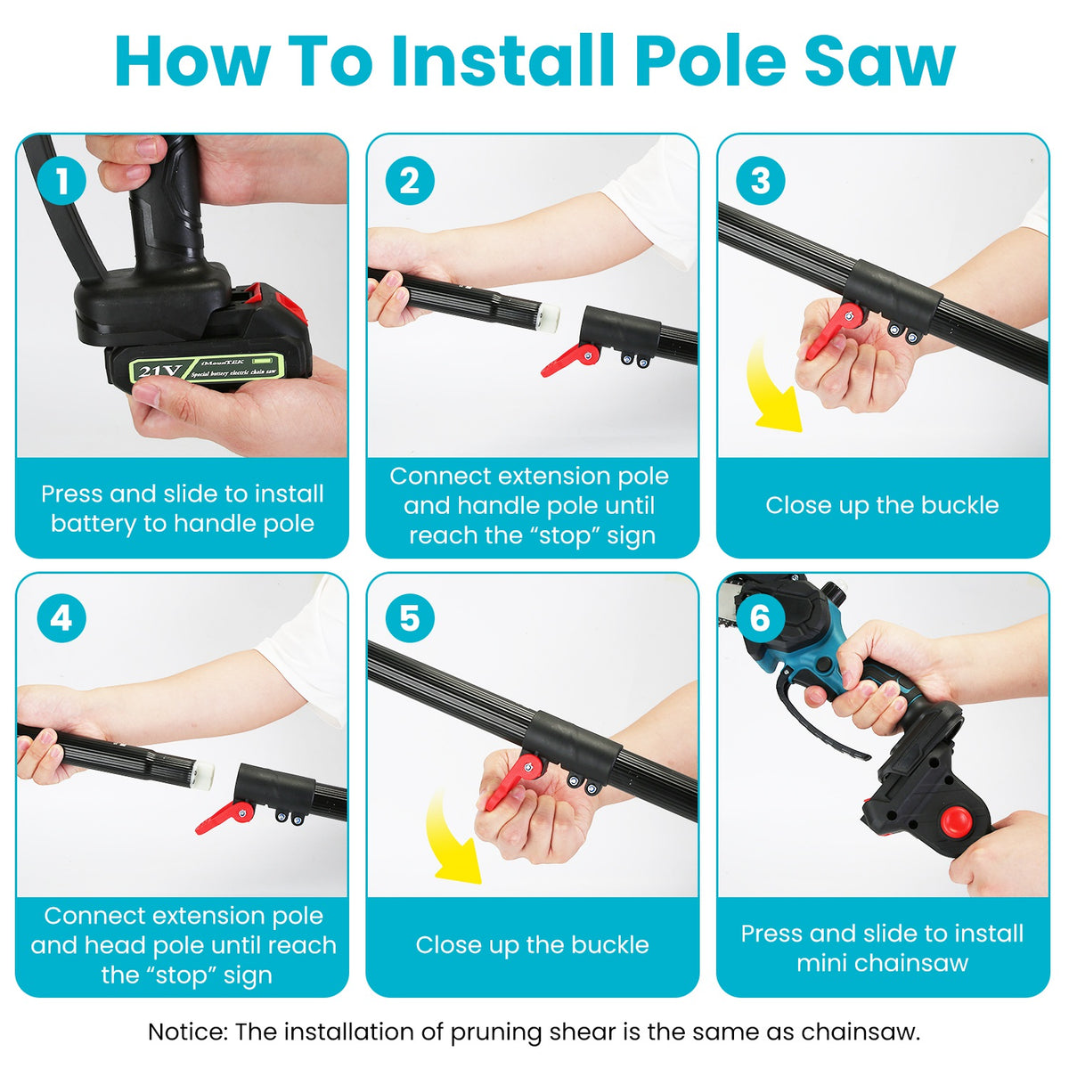 4 in 1 Cordless Pole Pruning Shears and Handheld Chainsaw Combo Kit - Additional Product View Pole Pruning Shears