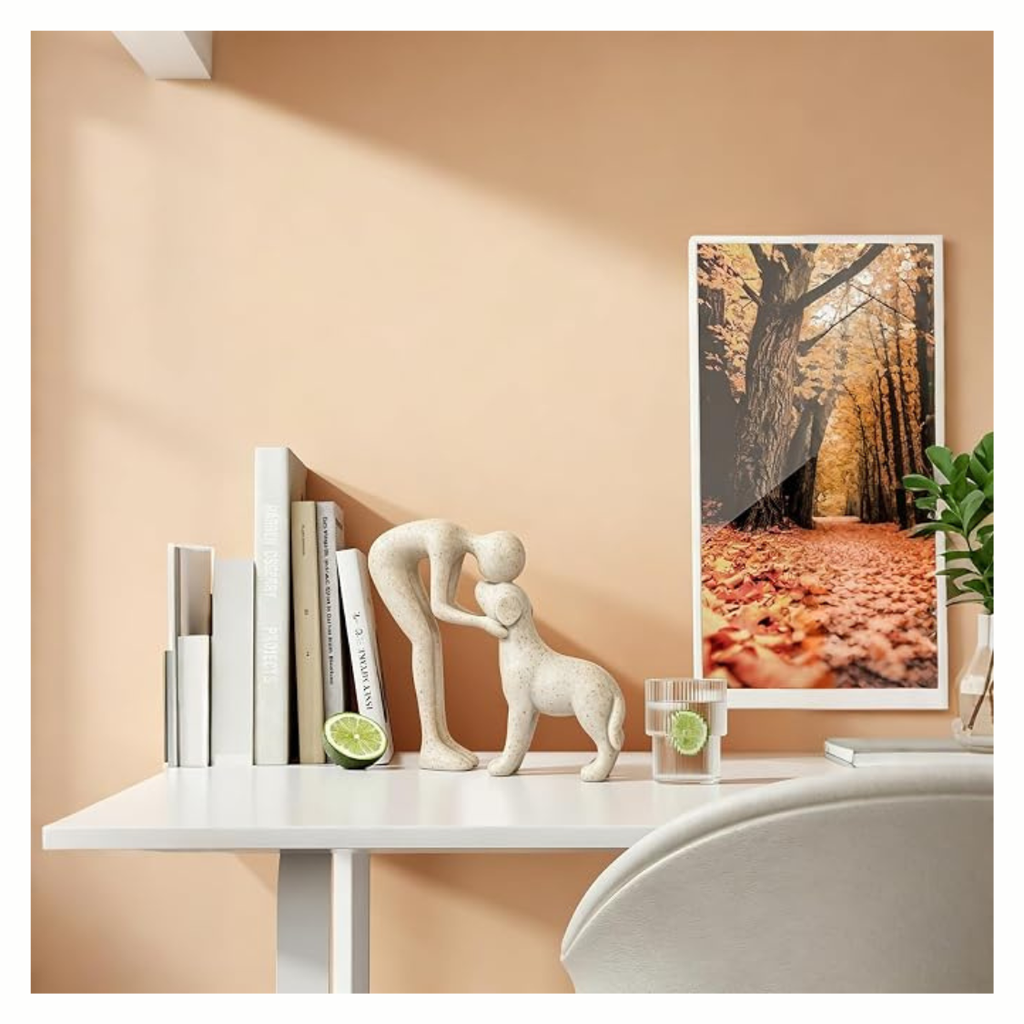 Abstract Person And Dog Head To Figurine Sandstone Style Decorative Sculpture - Image 2