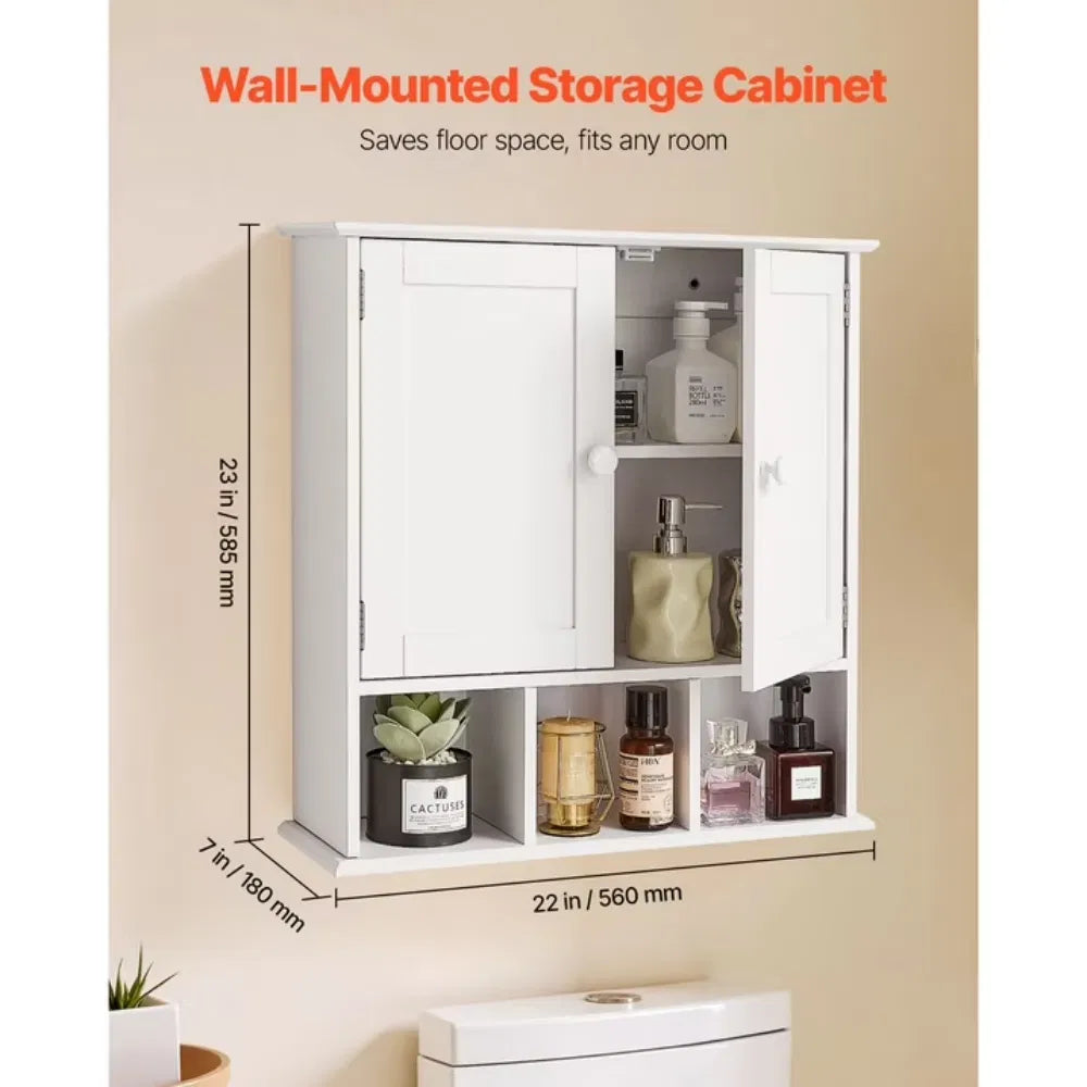 Bathroom Wall Cabinet With Doors And Adjustable Shelf Mountedstorageorganizer - Image 3