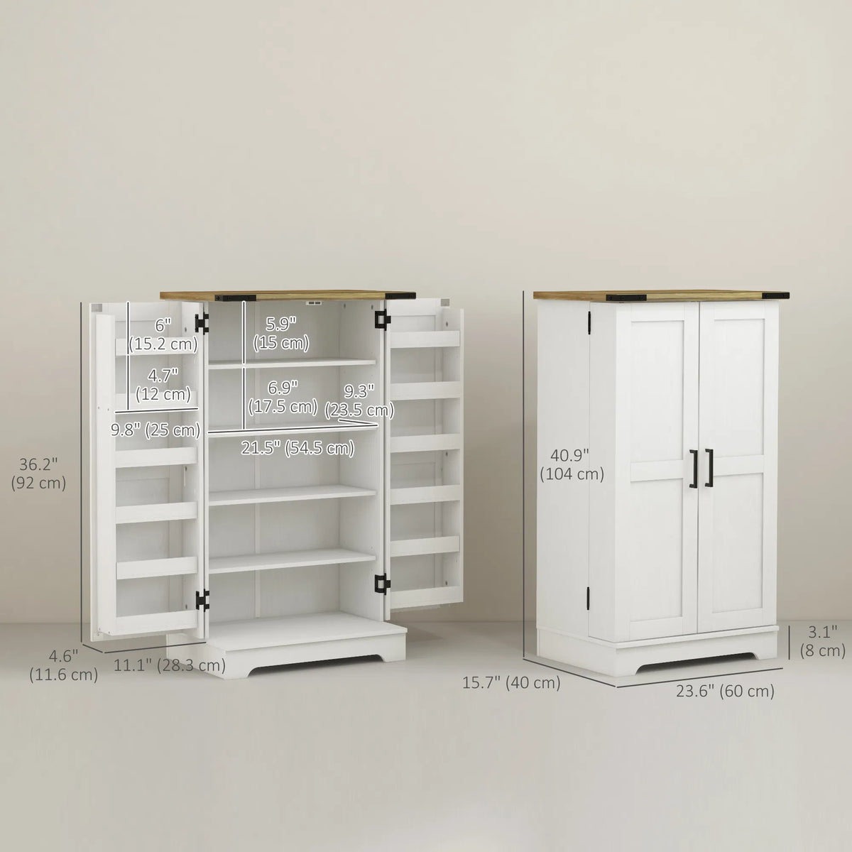 Farmhouse Kitchen Pantry Storage Cabinet Kitchen Pantry Cabinet with Doors and - Image 2