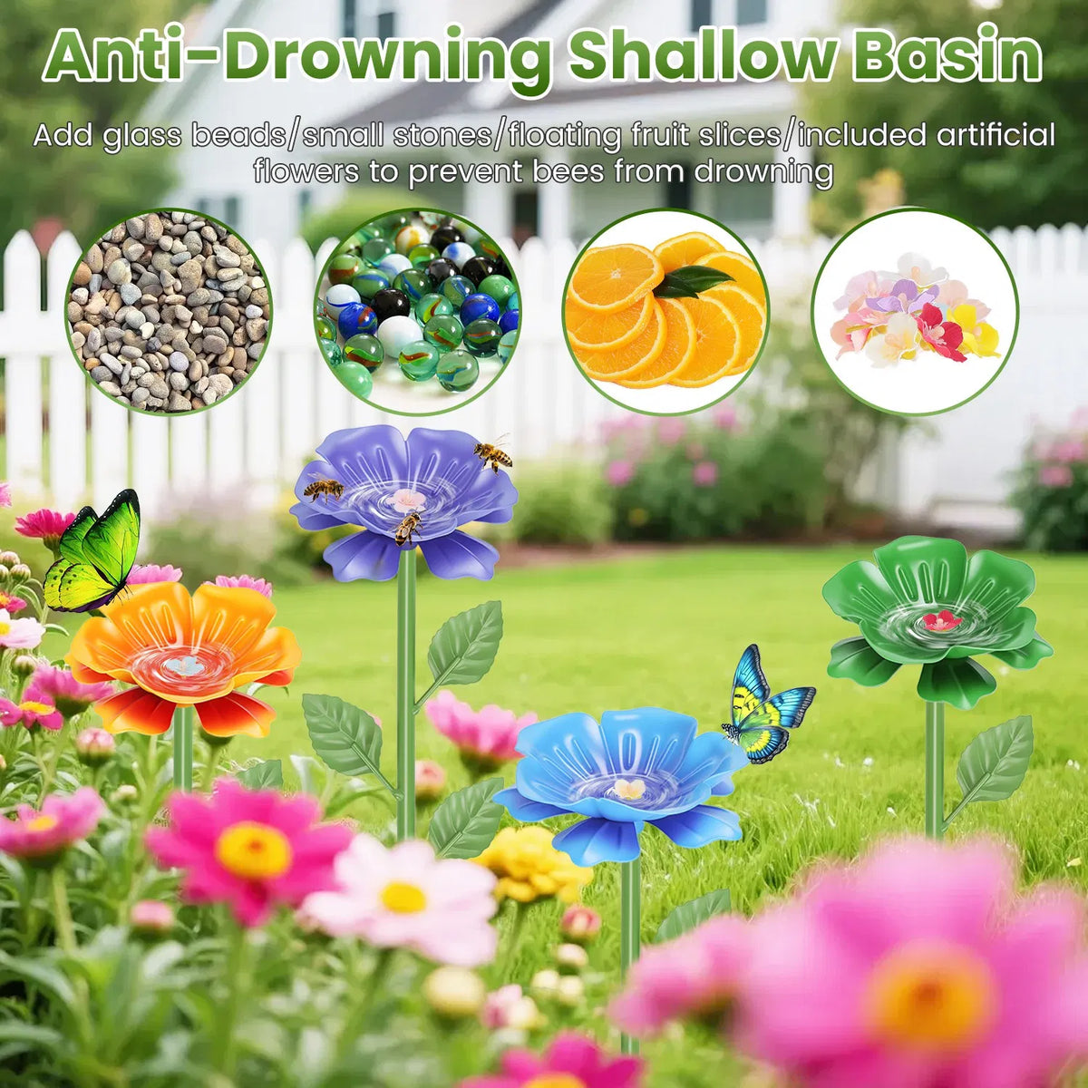 Pollinator Waterer for Bees Butterflies Weatherproof Iron Garden Water Stakes - Image 2