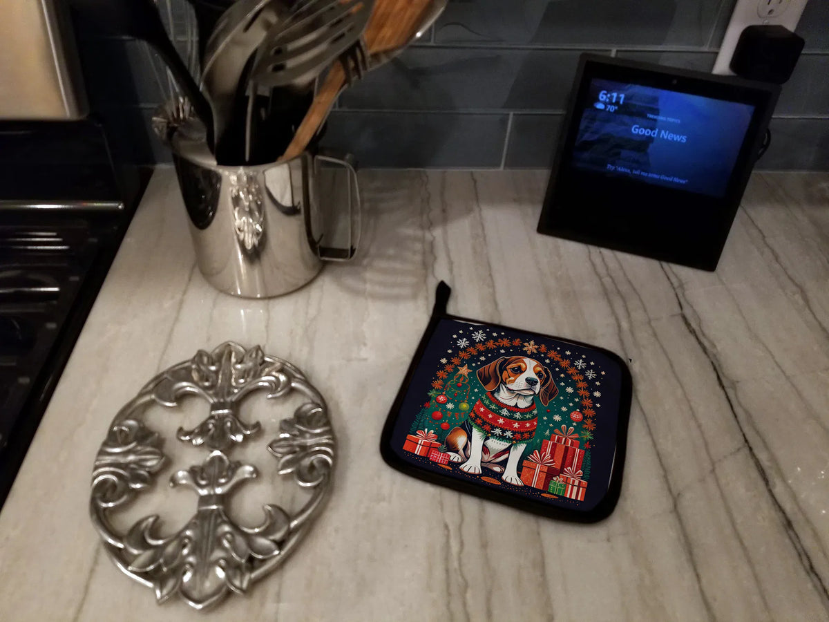 Beagle Christmas Pair of Pot Holders Kitchen Heat Resistant Pot Holders Sets - Image 2