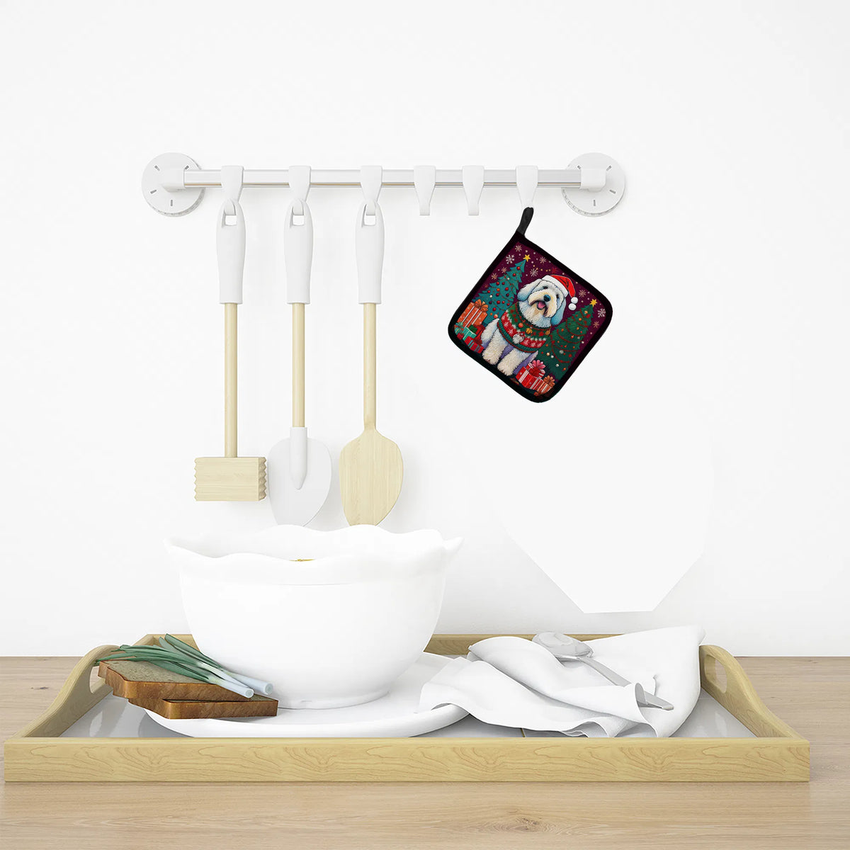 Old English Sheepdog Christmas Pair of Pot Holders Kitchen Heat Resistant Pot - Image 4