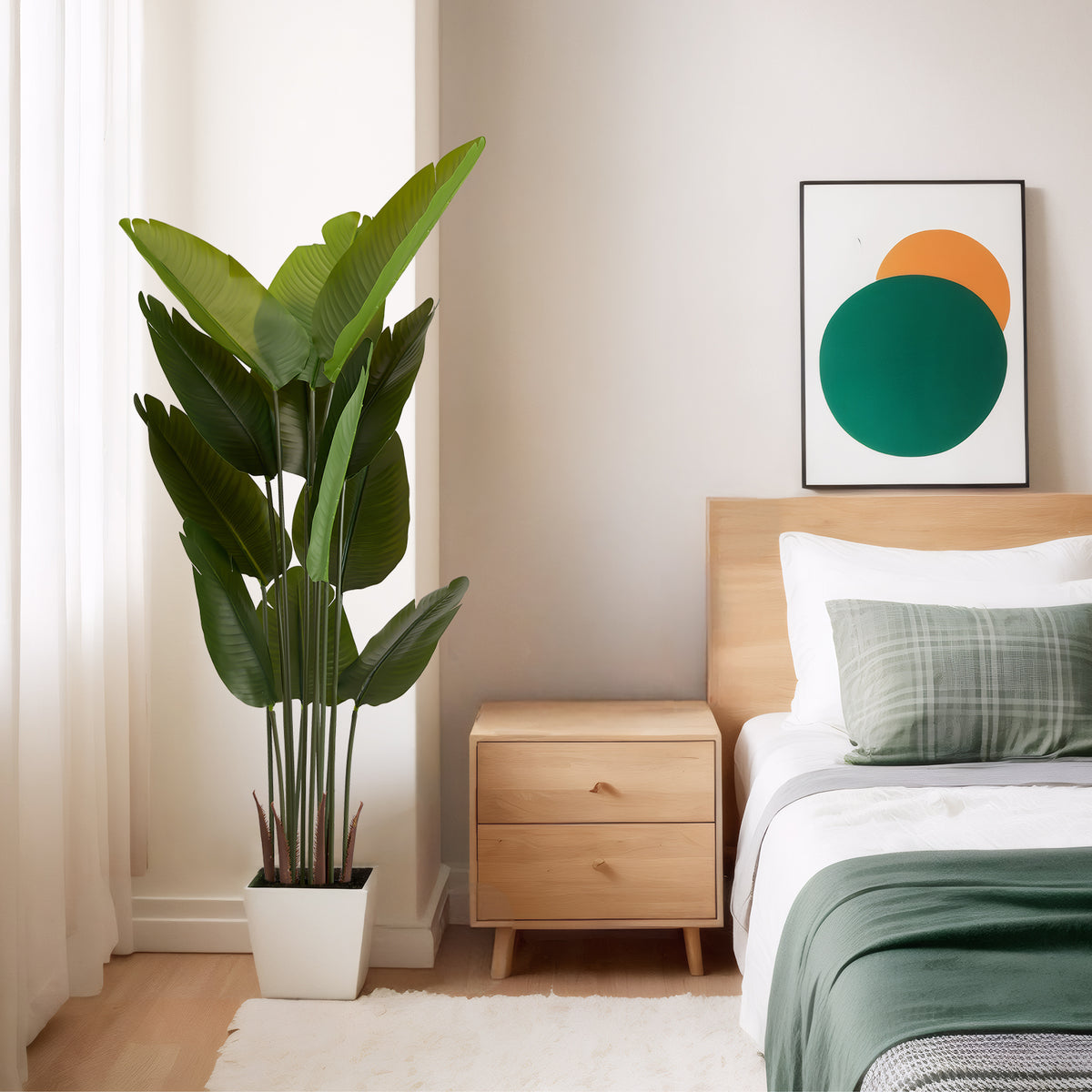 Artificial Bird of Paradise Plant 5.2ft Tall Faux Tropical Palm Tree in Pot - Image 4