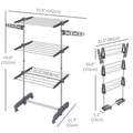 3 Tier Foldable Clothes Drying Rack Stainless Steel Laundry Rack with 2 Side