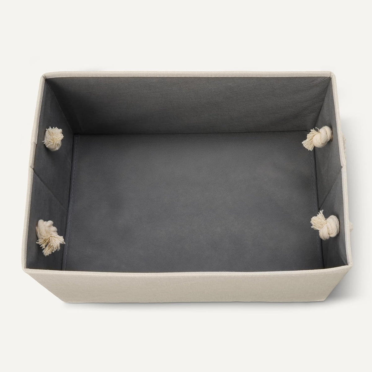 foldable storage bins with rope detail and structure