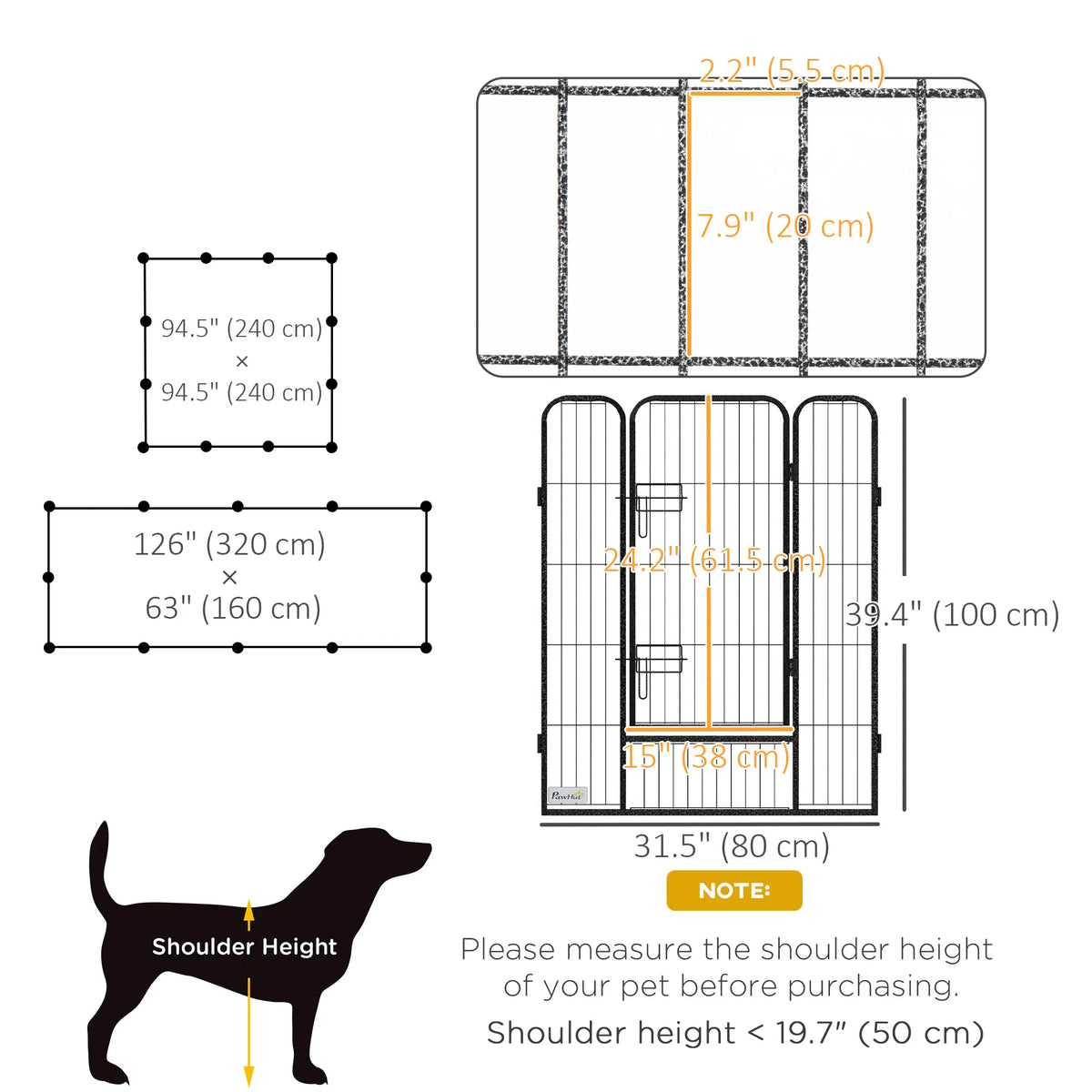 Dog Pen with Gate 12 Panels Puppy Playpen Dog Fence 39"H - Image 5