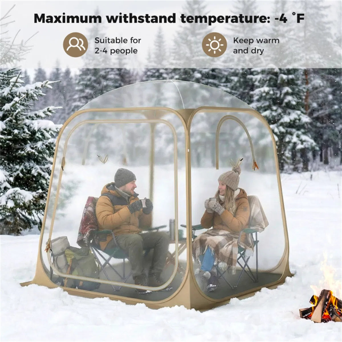 7×7FT Clear Pop Up Sports Tent Waterproof Windproof PVC Tent for 2 4 People - Image 5