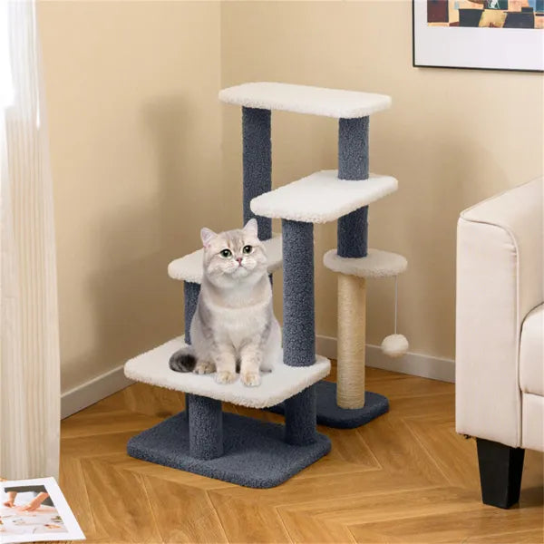 2 in 1 Cat Stairs & Tree With Sisal Scratching Post 4 Levels Pet Steps For - Image 4