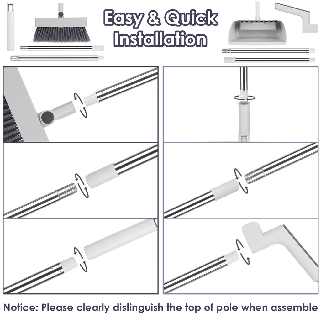 1Set Broom And Dustpan Combo Set With Squeegee Stainless Steel Handle 4 In 1 - Image 3