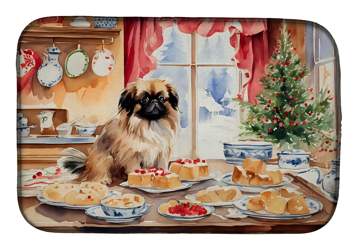 Pekingese Christmas Cookies Dish Drying Mat Absorbent Dish Drying Mat Pad for - Image 3