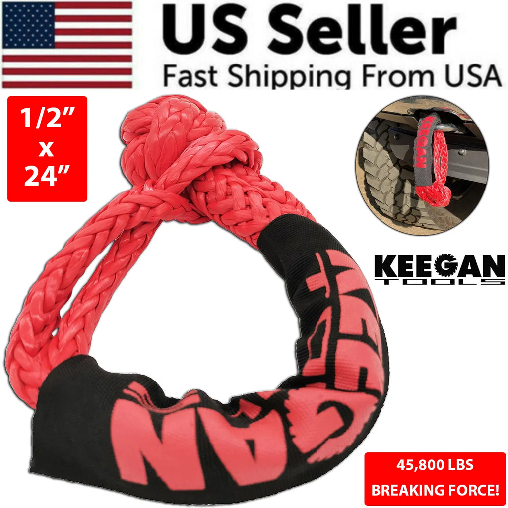 1/2" x 24" 65 000LBS Soft Shackle Recovery Rope For SUV Winch Snatch Off Road US