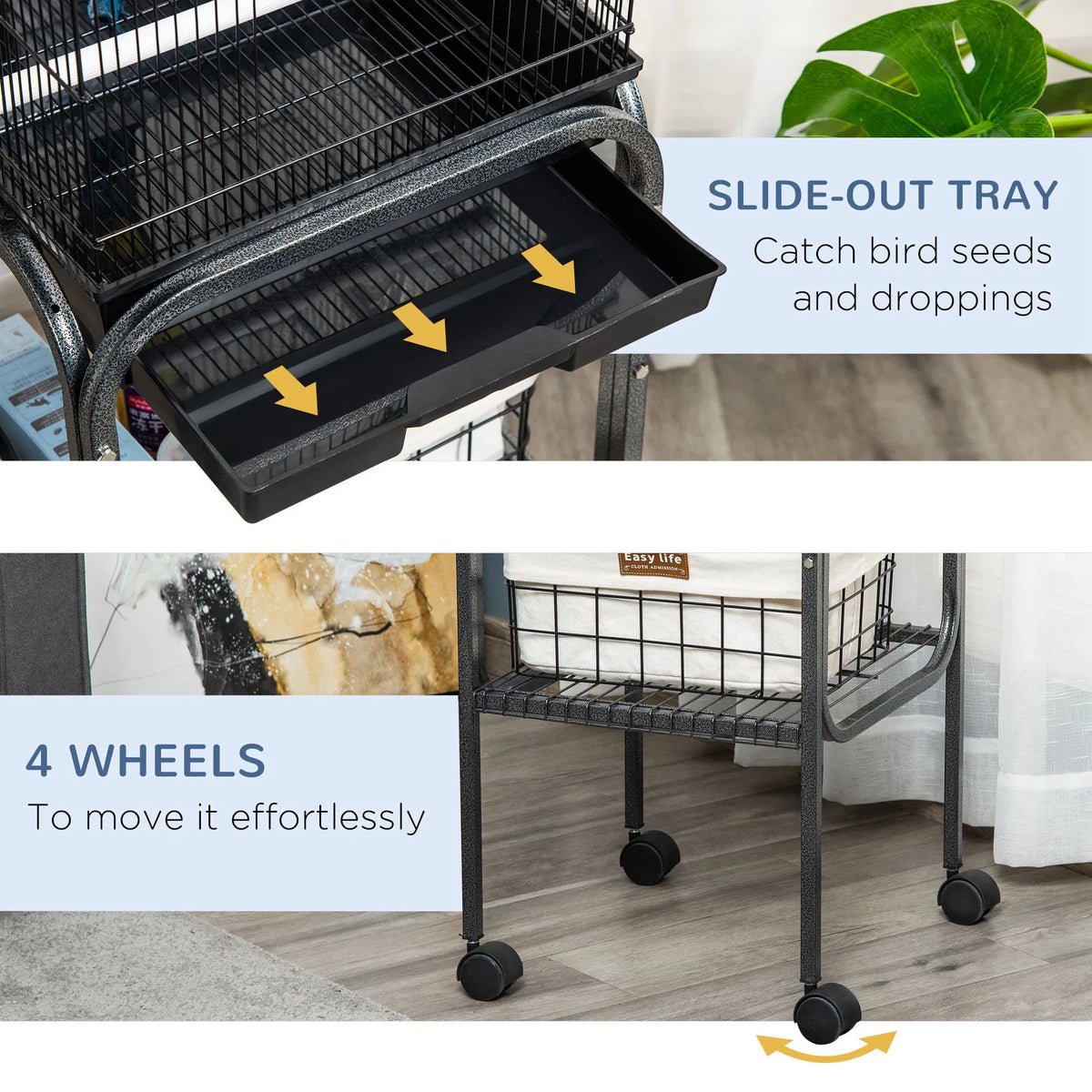 Bird Cage Starter Kit with Detachable Rolling Stand